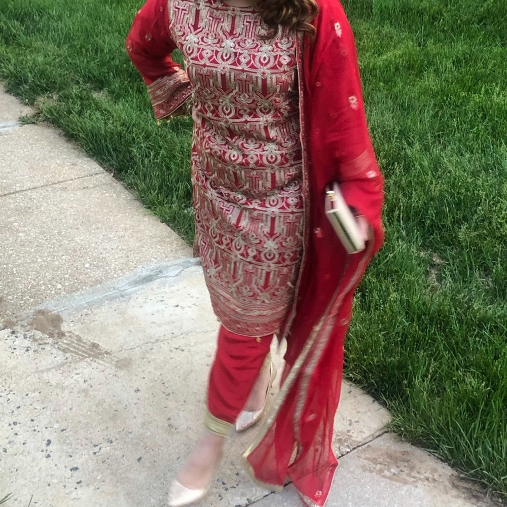 Red Pakistani suit